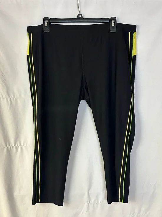 Xersion Black Capris with Yellow & Green Piping - Picture 1 of 6